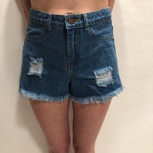 Cotton Frayed Jean Shorts